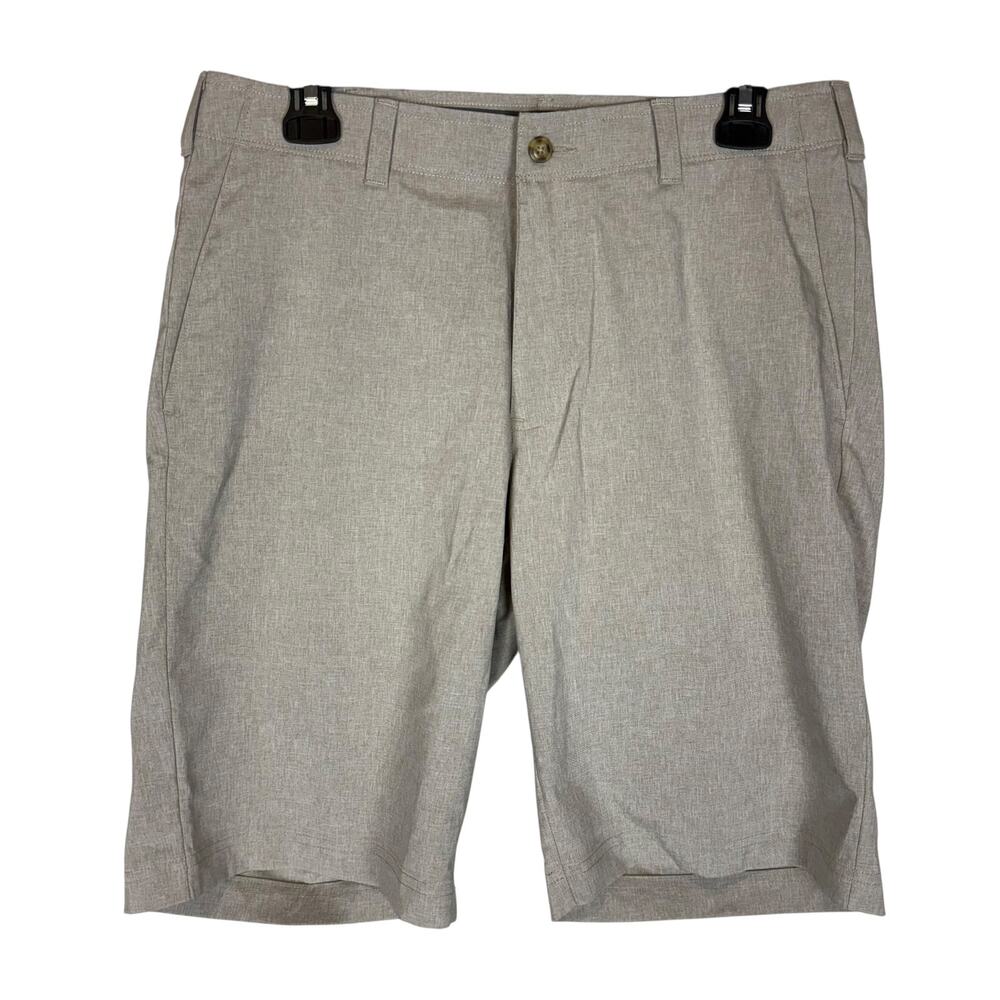 Ben Hogan Chino Shorts Men 32 Heather Brown Stretch Pockets High-Rise Flat Front